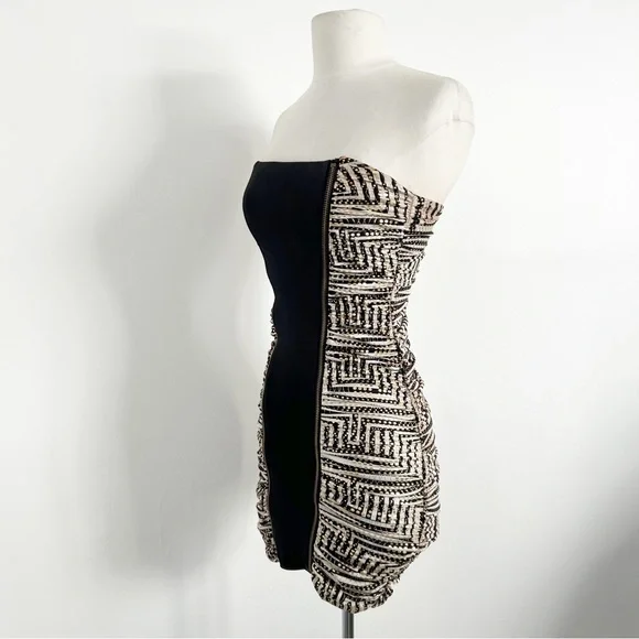 Y2K Vintage Bebe Addiction Gold Strapless Clubbing Micro Mini Dress Size XS - Picture 8 of 10